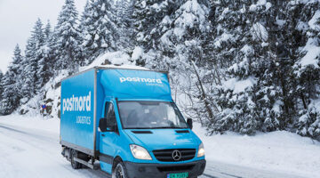 postnord crisis management truck driving in snow
