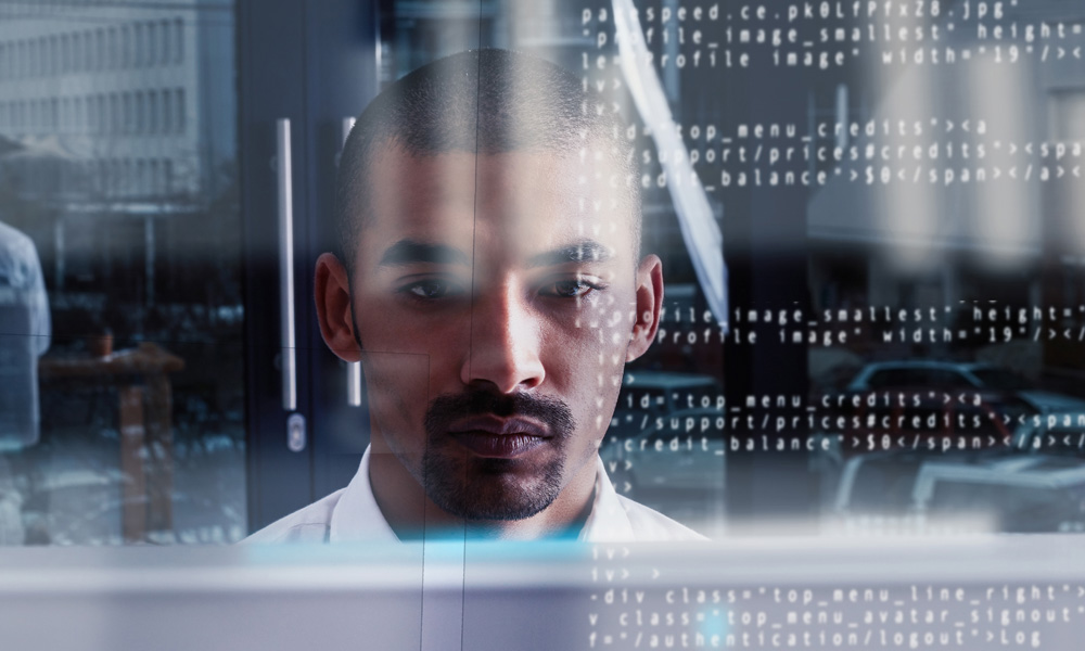 info security worker's face