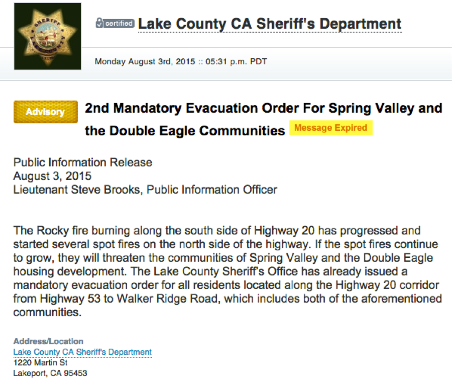 rocky fire nixle