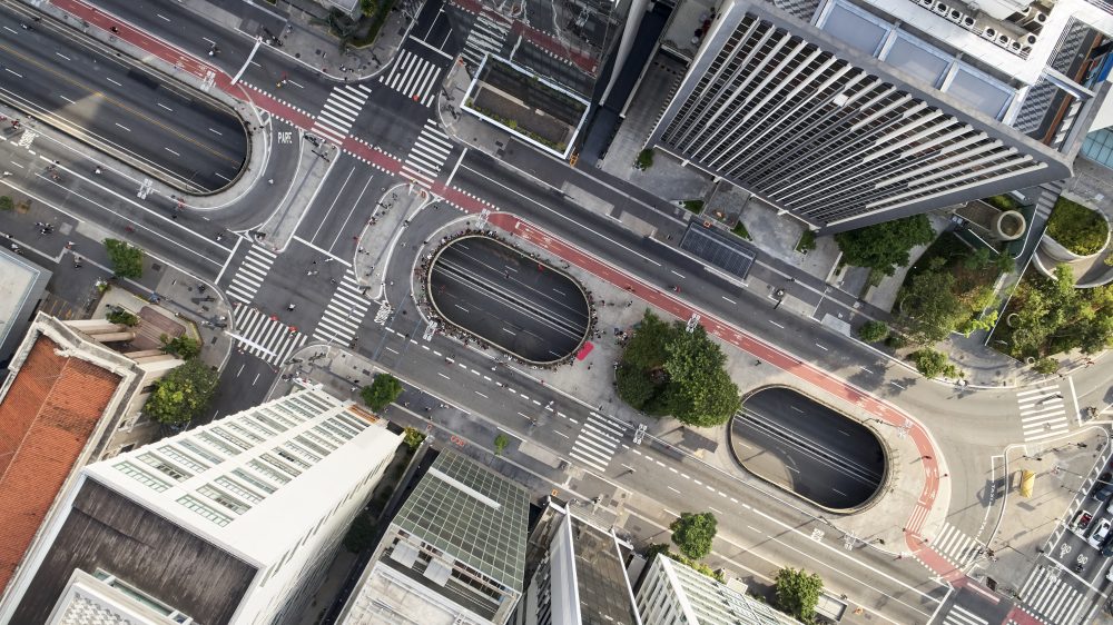 Aerial View of Avenida Paulista in Sao Paulo city, Brazil