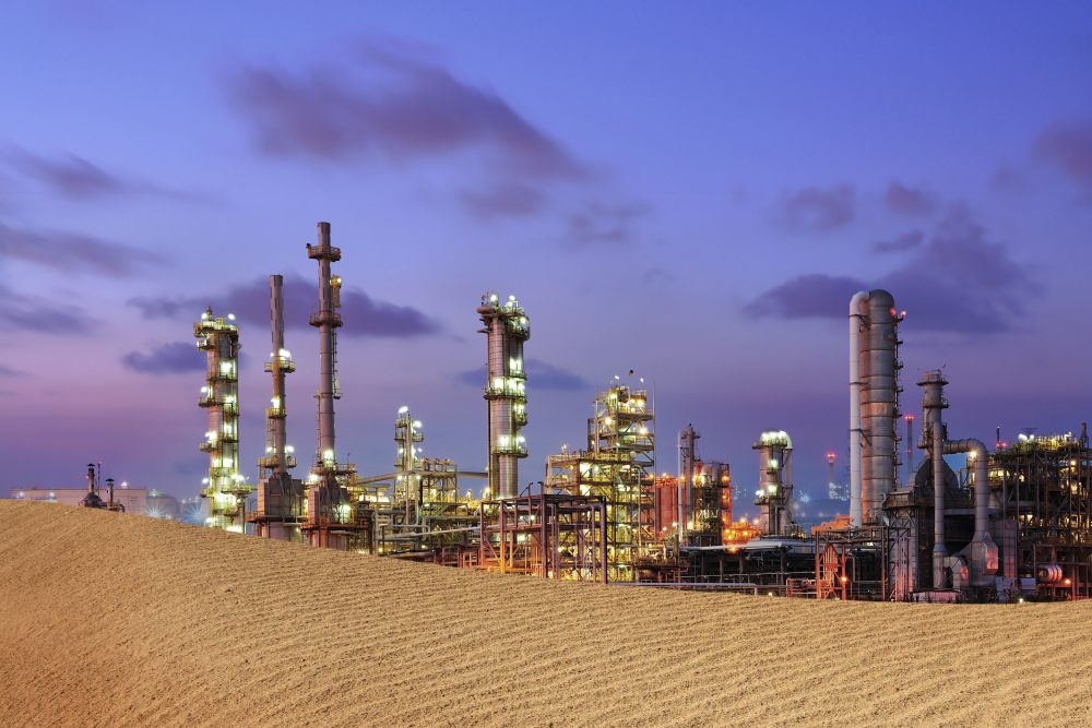 Petrochemical plant on desert.