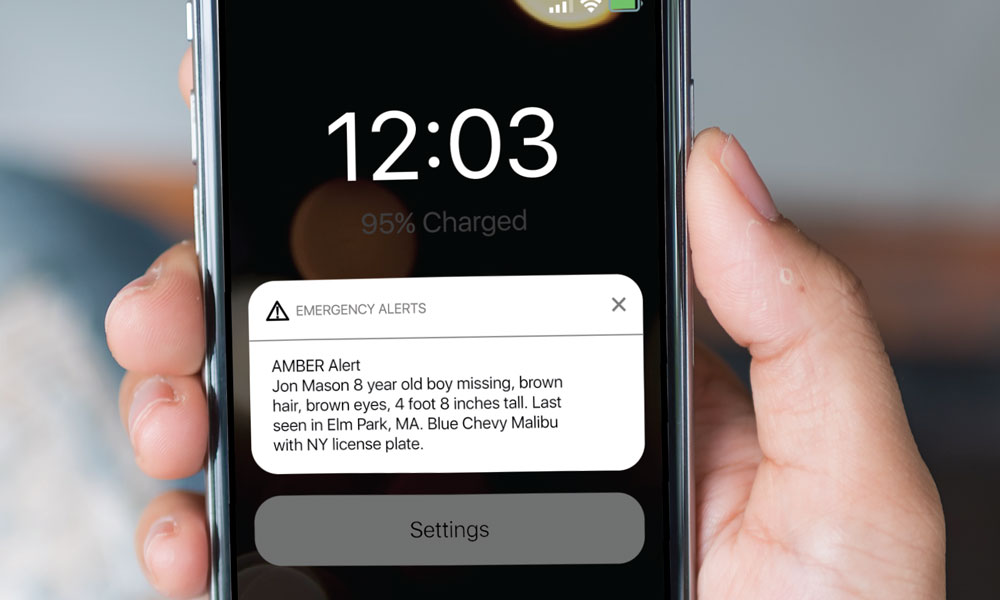 Phone with WEA alert - IPAWS - Integrated Public Alert & Warning System