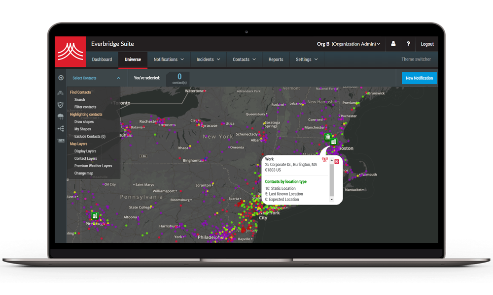 safety connection map on laptop