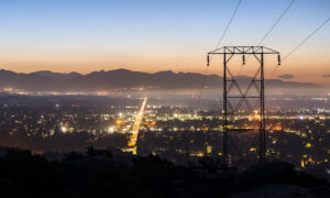 powerlines in sunset