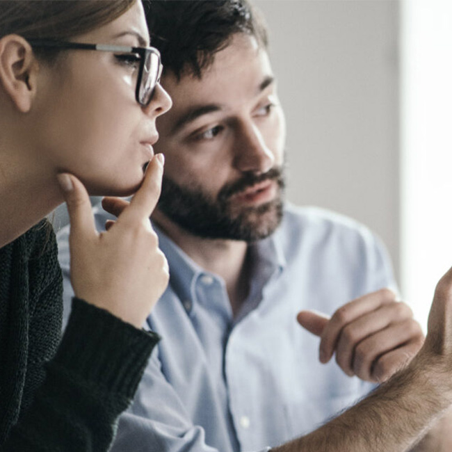 Employees having discussion
