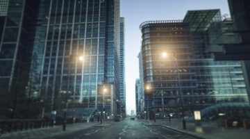 Contemporary Financial District In Canary Wharf During Twilight, London