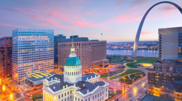 St. Louis Downtown Skyline At Twilight