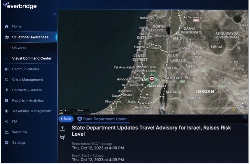 Everbridge 360 Travel Advisory Risk Updates